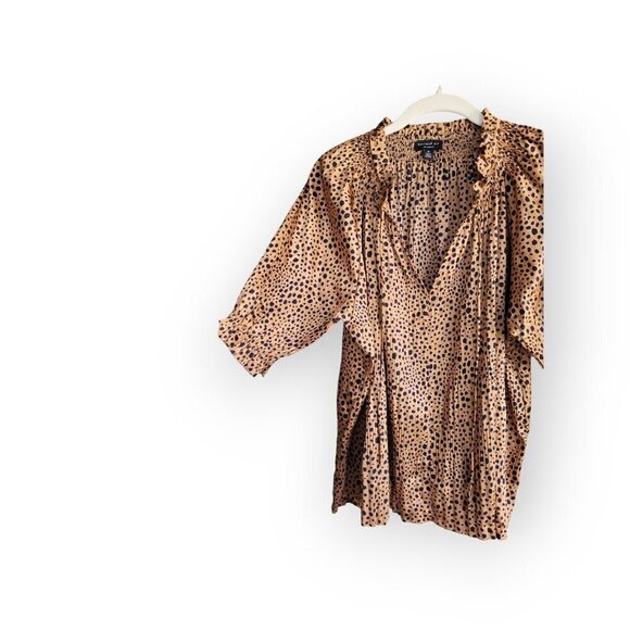 Anthropologie Current Air Dotty Tie-Neck Blouse size M - Picture 3 of 10